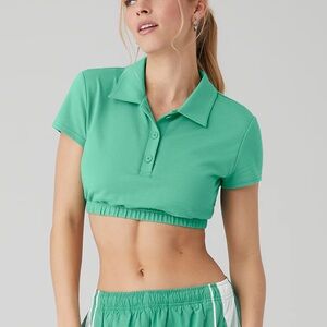Green Prestige Cropped Polo Shirt